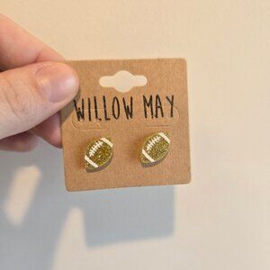 Willow May Gold Sparkle Football Earrings